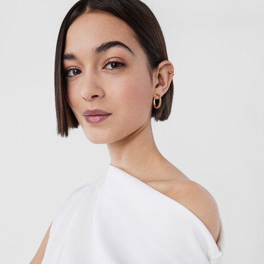 Средние серьги с диском Nocturne из вермеля с бриллиантами