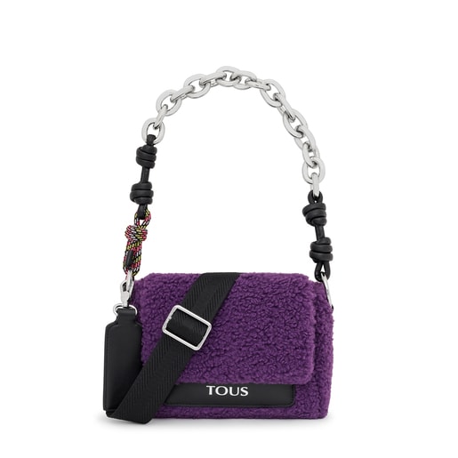 Small lilac-colored TOUS Empire Fur Crossbody bag