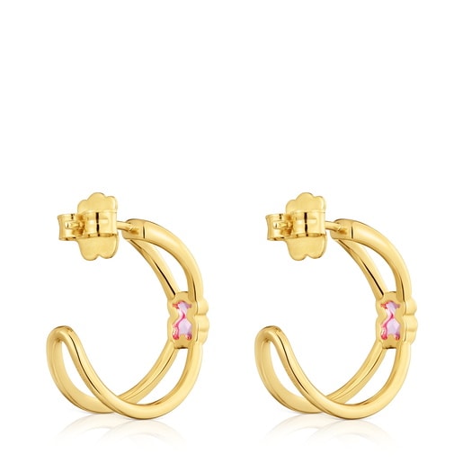 18ktゴールドコーティング・シルバーに、ラボグロウン・ルビーを合わせたフープピアス Icon Color LGG