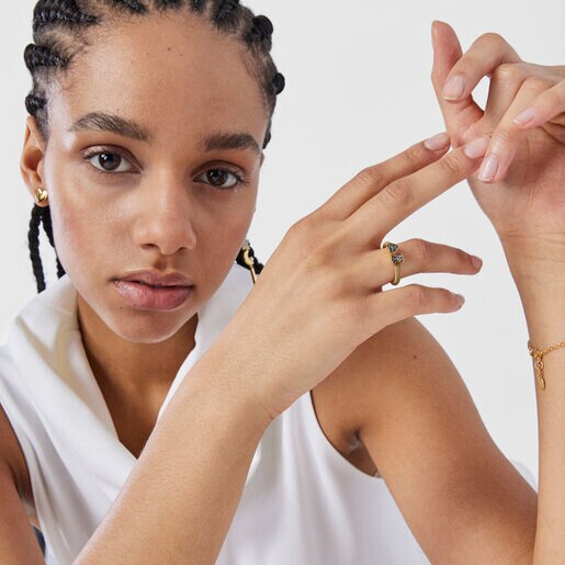 オープンリングNocturne　ダイヤモンド・ゴールドコーティング / 11号