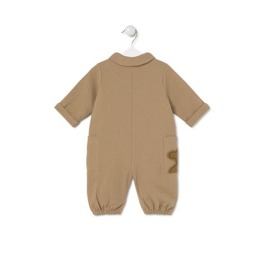Footless baby playsuit in Brown beige