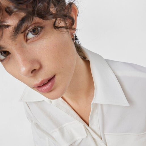 Silver TOUS Gen Hoop Earrings with Spinels