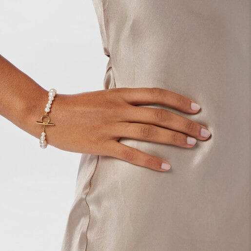 Cultured pearl Lure Bracelet with silver vermeil | TOUS