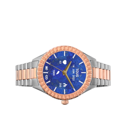 Reloj smartwatch con brazalete de acero y acero IP rosado T-Bear Connect
