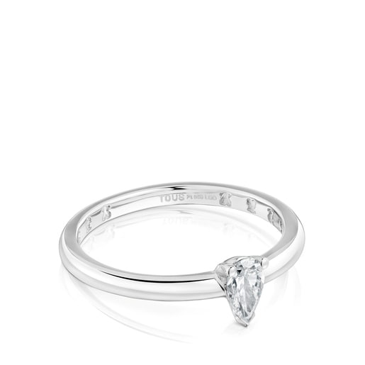 Platinum solitaire Ring with pear-cut, laboratory grown diamond Les Classiques LGD
