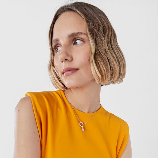 Dije Tiny de Plata con Cuarzo rosa y Apatito