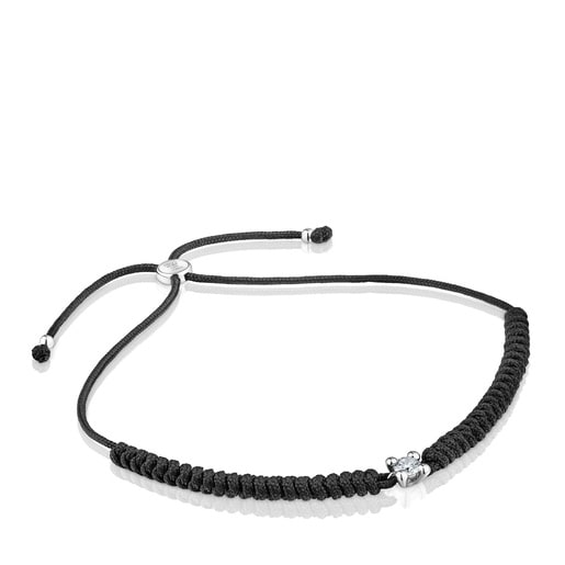 Pulseira em platina com diamante criado em laboratório Shine LGD e nylon preto TOUS Shine LGD