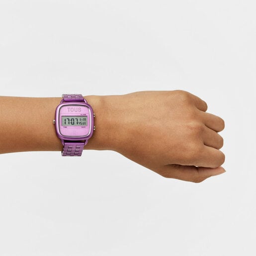 Reloj digital con brazalete de aluminio en color lila D-Logo