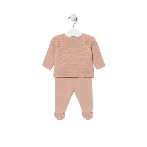 Conjunto de malha de bebé Tricot cor-de-rosa