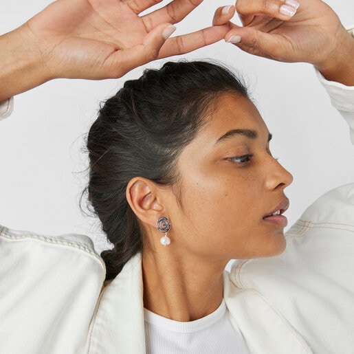 Silver TOUS Rosa d'Abril Earrings with pearls