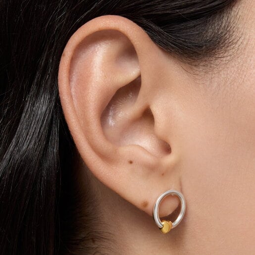 Aretes aro bicolor motivo corazón TOUS Flechazo