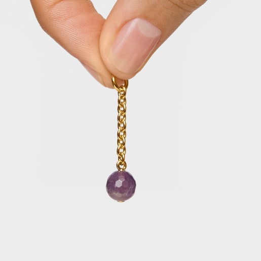 Hold Oval Pendant with 18kt gold plating over silver and amethyst