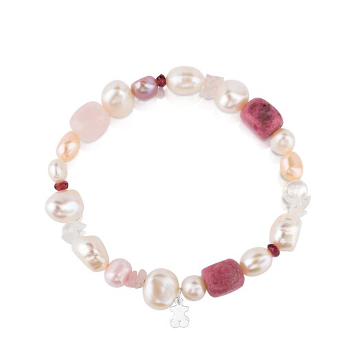 Pulsera de plata con perlas, granate, rodonita y cuarzo TOUS Pearls