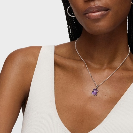 Silver and Amethyst Icon Color Pendant