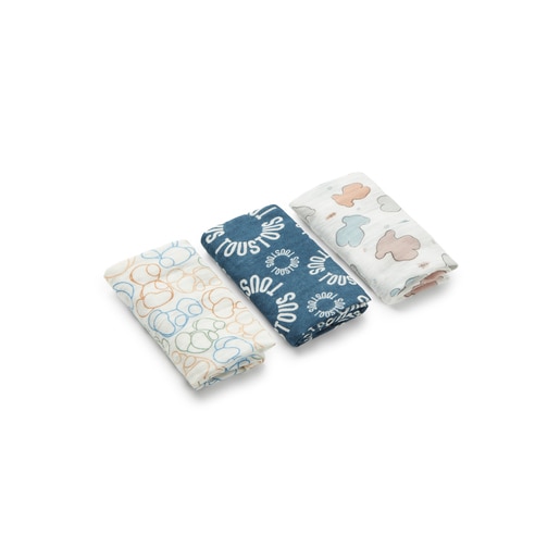 Pack of 3 muslins in MMuse blue