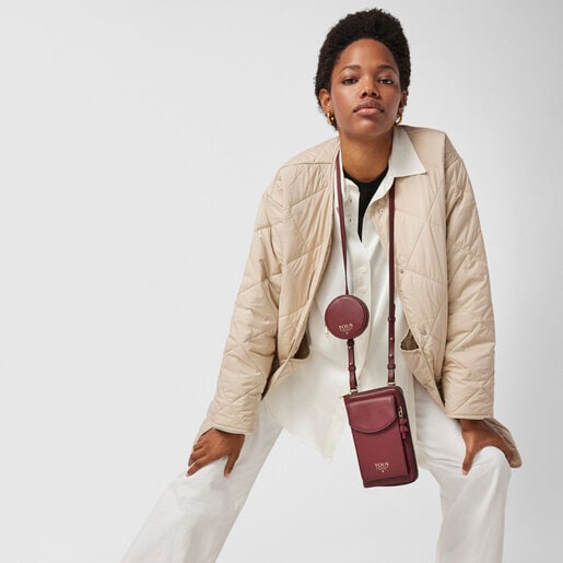 Burgundy T Pop Cell phone cover and Hanging wallet