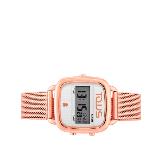 Reloj digital D-Logo de acero IP rosado