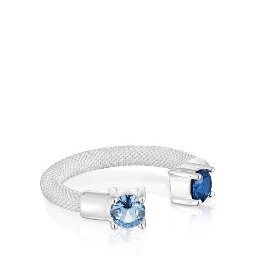 Silver and lab-grown spinel Open ring TOUS Mesh LGG