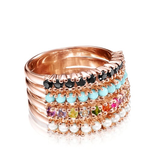 Ring in Rose Silver Vermeil with multicolor Gemstones TOUS Straight | TOUS