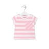 Girl's striped cotton t-shirt in Casual pink
