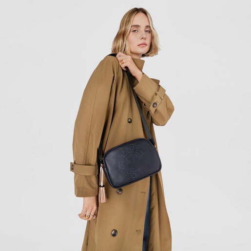 Bandolera pequeña Leissa de piel azul marino