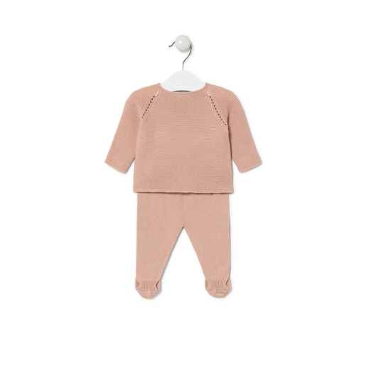 Knitted baby outfit in Tricot pink