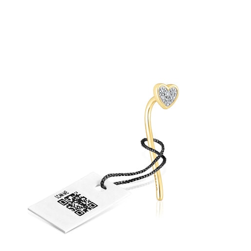 Gold San Valentín 1/2 Earring with diamonds and a heart motif