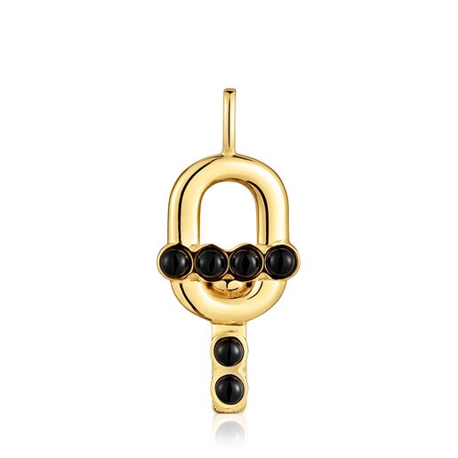 Pendant with 18kt gold plating over silver and onyx TOUS MANIFESTO