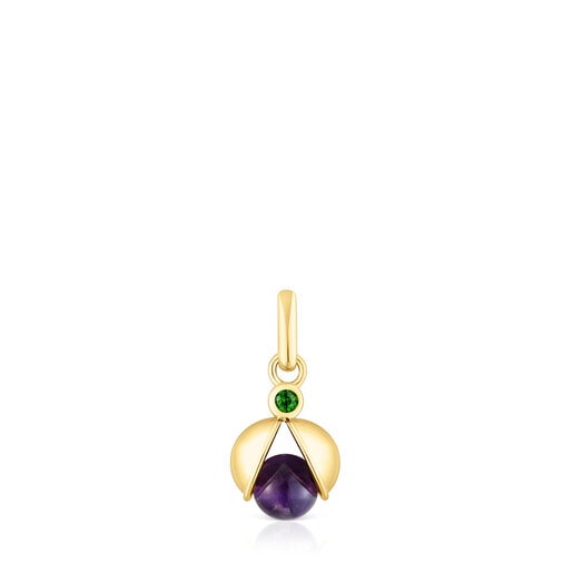 Silver vermeil Virtual Garden Pendant with amethyst and chrome diopside