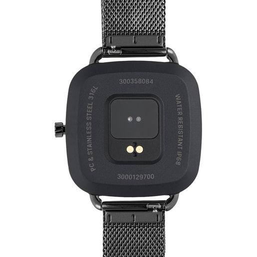 Reloj smartwatch con brazalete de acero IP negro D-Connect