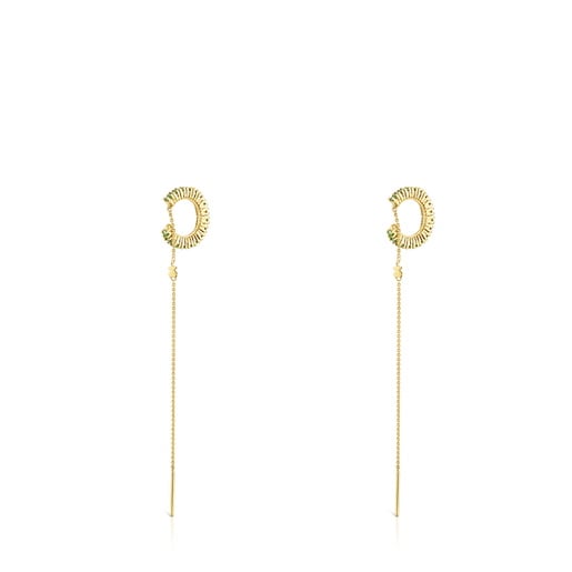 Orecchini Earcuff con placcatura in oro 18 kt su argento e cromo diopside TOUS Straight