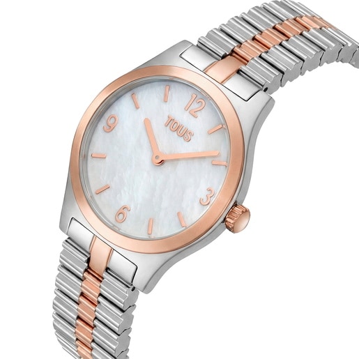 Analog Watch with steel and rose-colored steel bracelet, and mother-of-pearl face TOUS EPIC ICON