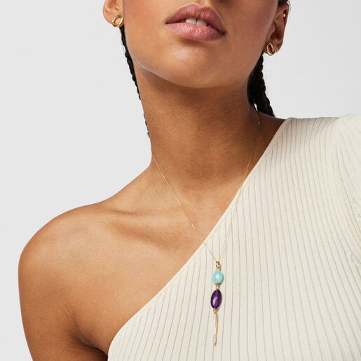 Dije Luz de oro con gemas y perla