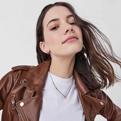 Two-tone TOUS Bear Row necklace with plates