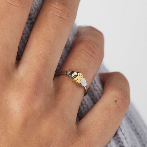 Стальное кольцо Fragile Nature с золотистым ионным покрытием