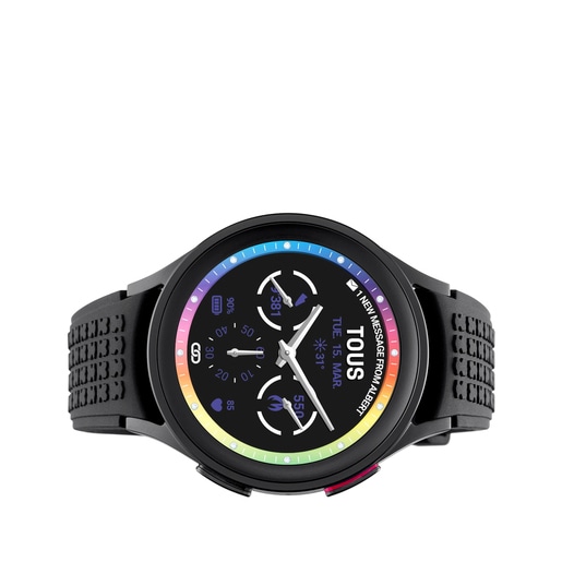 Smarthodinky Samsung Galaxy Watch 5 Pro X TOUS zo sivého titánu s čiernym silikónovým remienkom