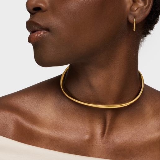 Collar abierto con baño de oro 18 kt sobre plata Line