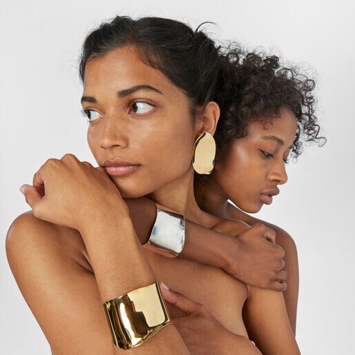 עגילים גדולים עגולים בורמייל צהוב על כסף