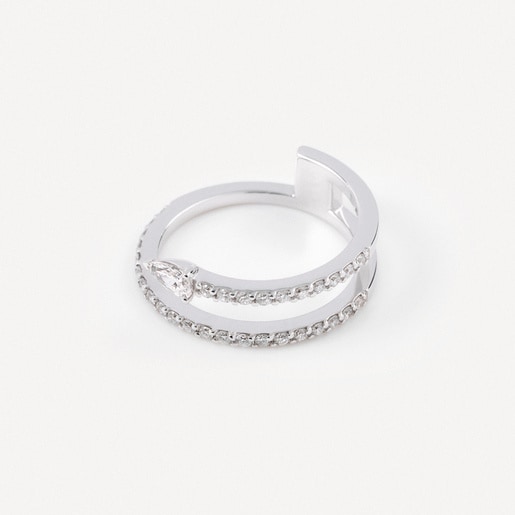 Anell doble dor blanc amb diamants talla pera TOUS ATELIER