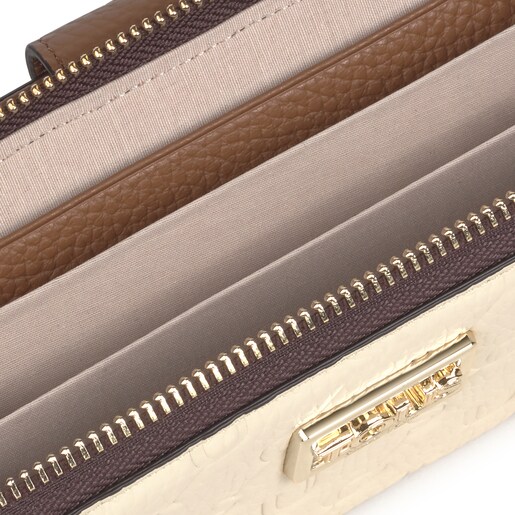 Medium brown multi Tous Script leather wallet
