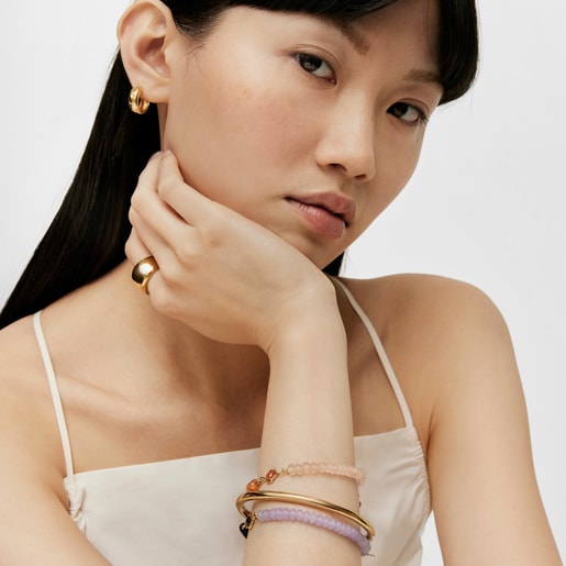 Elastic bracelet with silver vermeil