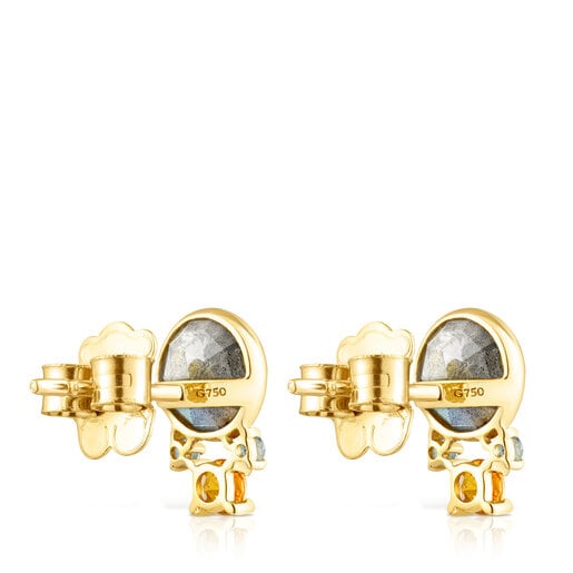 Gold Virtual Garden Earrings with labradorite and gemstones