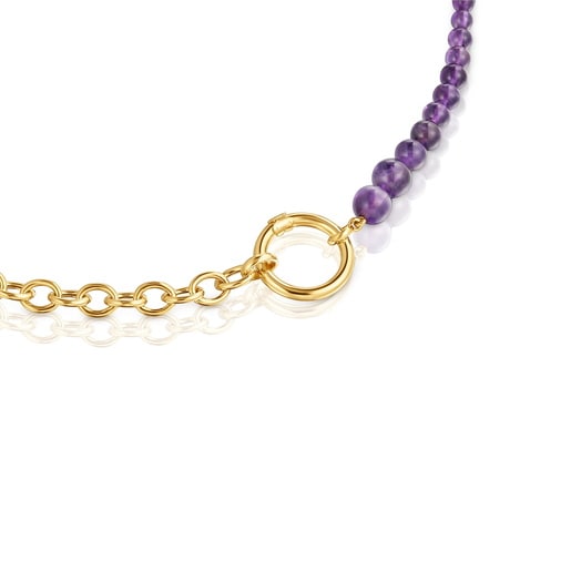 Collar con baño de oro de 18 kt sobre plata y amatista Hold