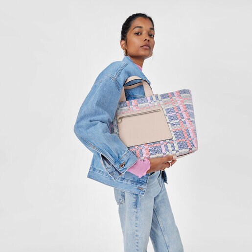 Capazo mediano beige y rojo TOUS Cecilia