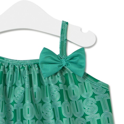 Girls spaghetti strap dress in Line green