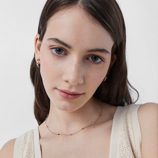 Ожерелье Super Power из Розового Серебра Vermeil с Драгоценными Камнями