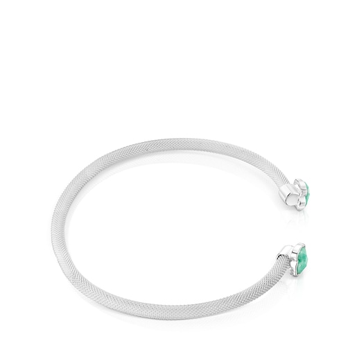 Pulseira estreita Mesh Color em Prata e Amazonite