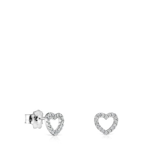 Boucles d’oreilles Les Classiques cœur en Or blanc avec Diamants