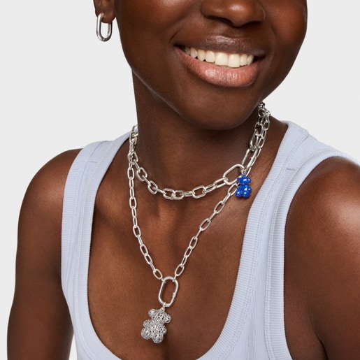 26 mm silver openwork bear Pendant Bold Bear