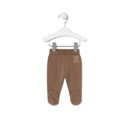 Conjunto de punto de bebé Tricot logo TOUS beige